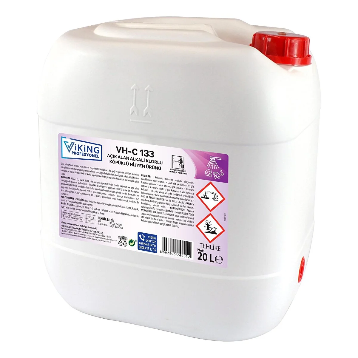 VH-C 133 AÇIK ALAN ALKALİ KLORLU KÖP.HİJYEN ÜRÜNÜ 20 L