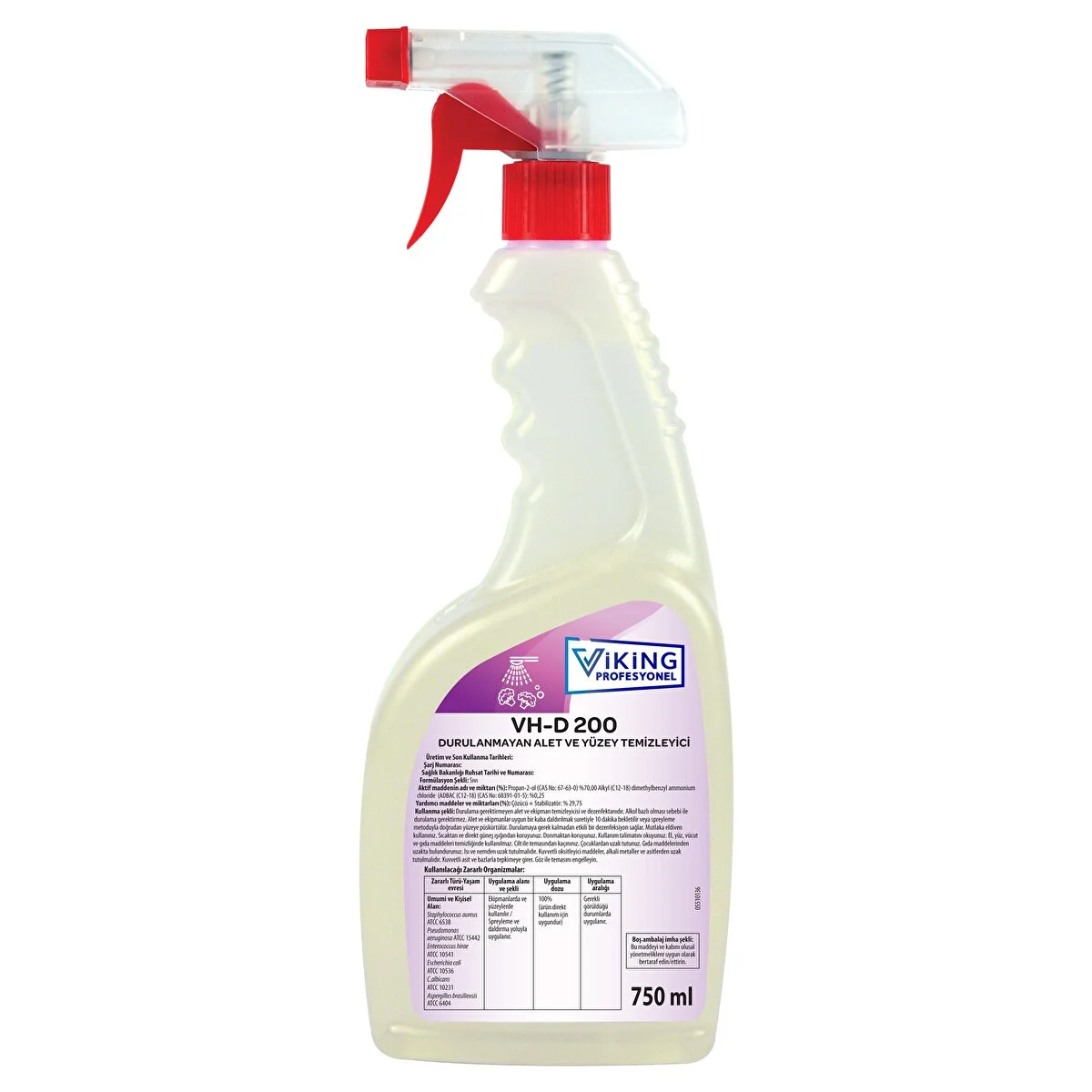 VHD -200 DURULANMAYAN ALET VE YÜZEY TEMİZLEYİCİ 750 ML