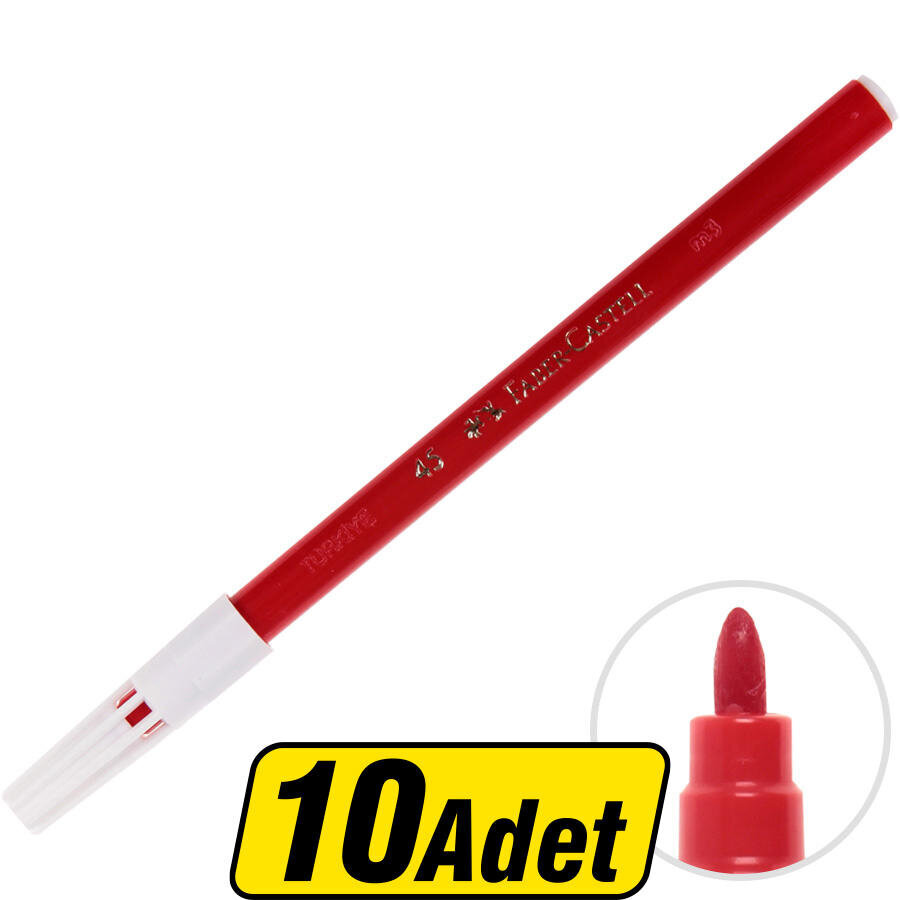Faber-Castell 45 Keçeli Kalem Kırmızı 10'lu Paket