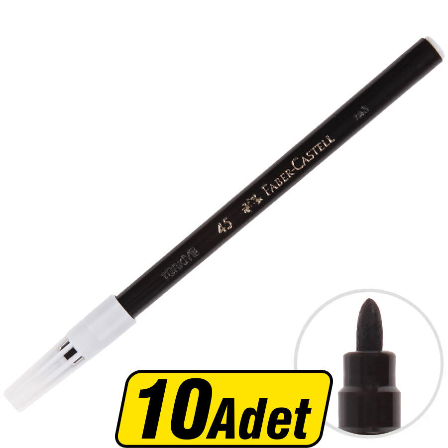 Faber-Castell 45 Keçeli Kalem Siyah 10'lu Paket