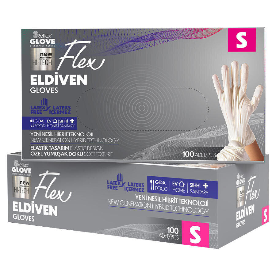 Flex Tpe Hibrit Eldiven Small Beyaz 100'lü