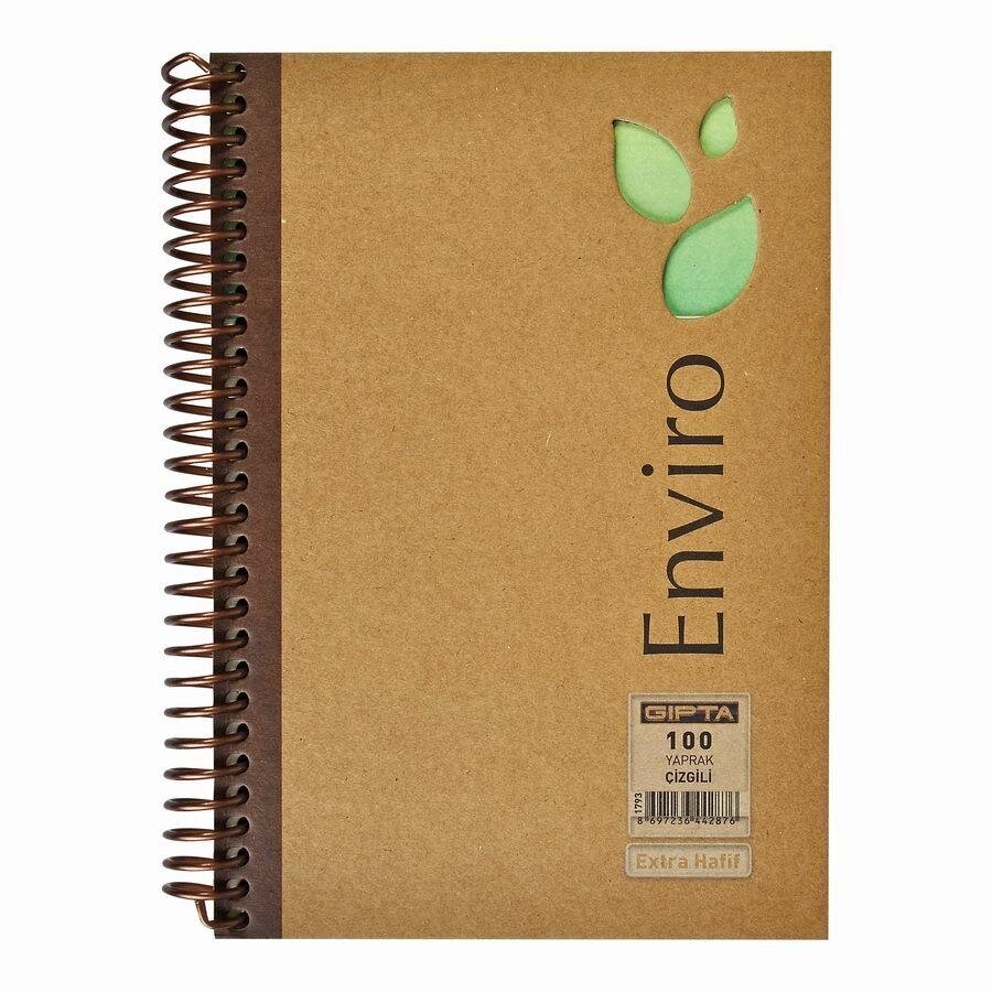 Gıpta Enviro Kraft Sert Kapaklı Spiralli A4 Çizgili Defter 100 Yaprak