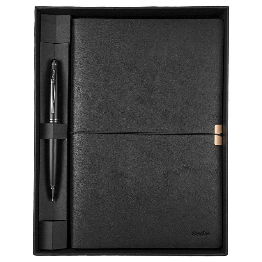 Scrikss SD700-1-A Toledo Premium Defter A5 Siyah &amp; Knight 88 Mat Siyah Tükenmez Kalem Seti